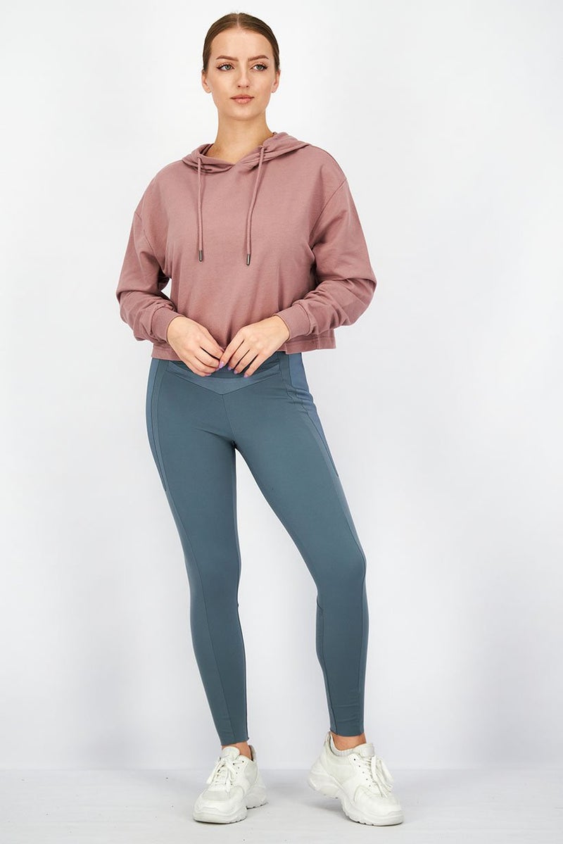 XOXO Women Sportswear Fit Long Sleeve Sweatshirt, Wood Rose - Image 4